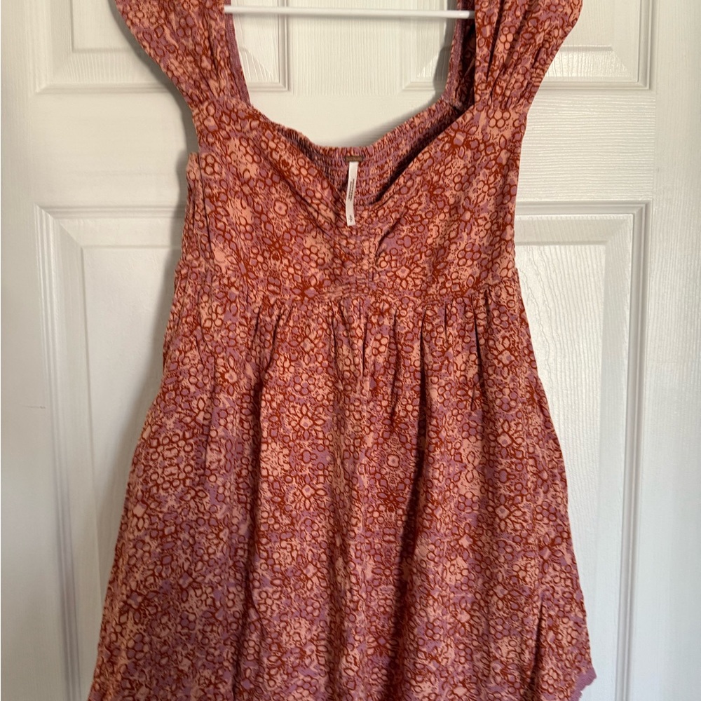 Free People Floral Sleeveless Dress in Red and Pink